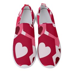 Pink Hearts Pattern Love Shape Women s Slip On Sneakers by Pakjumat