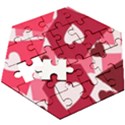 Pink Hearts Pattern Love Shape Wooden Puzzle Hexagon View3