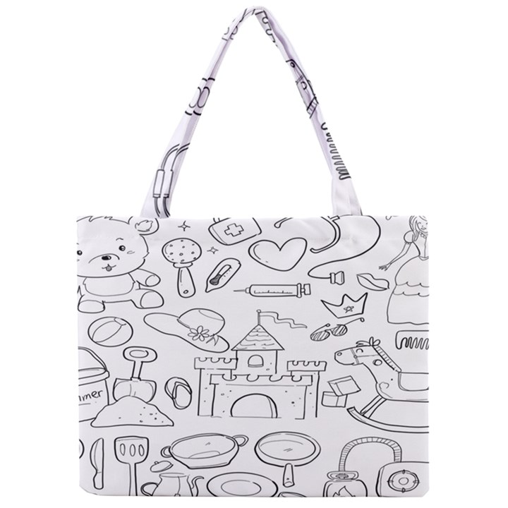 Baby Hand Sketch Drawn Toy Doodle Mini Tote Bag