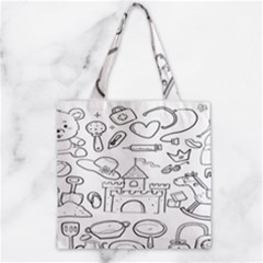 Baby Hand Sketch Drawn Toy Doodle Zipper Grocery Tote Bag by Pakjumat