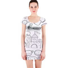 Baby Hand Sketch Drawn Toy Doodle Short Sleeve Bodycon Dress by Pakjumat