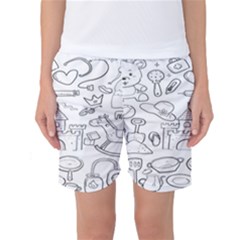 Baby Hand Sketch Drawn Toy Doodle Women s Basketball Shorts by Pakjumat