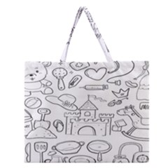 Baby Hand Sketch Drawn Toy Doodle Zipper Large Tote Bag