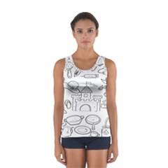 Baby Hand Sketch Drawn Toy Doodle Sport Tank Top  by Pakjumat