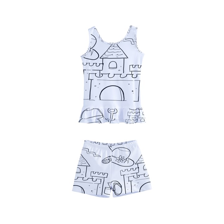 Baby Hand Sketch Drawn Toy Doodle Kids  Boyleg Swimsuit