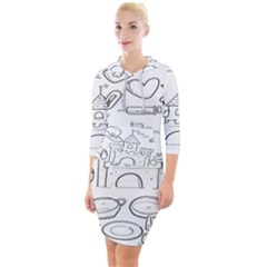 Baby Hand Sketch Drawn Toy Doodle Quarter Sleeve Hood Bodycon Dress by Pakjumat