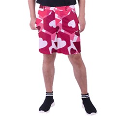 Pink Hearts Pattern Love Shape Men s Pocket Shorts by Pakjumat