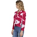 Pink Hearts Pattern Love Shape Women s Long Sleeve Revers Collar Cropped Jacket View2