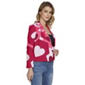 Pink Hearts Pattern Love Shape Women s Long Sleeve Revers Collar Cropped Jacket View3