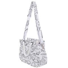 Baby Hand Sketch Drawn Toy Doodle Rope Handles Shoulder Strap Bag by Pakjumat