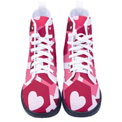 Pink Hearts Pattern Love Shape Men s High-top Canvas Sneakers by Pakjumat