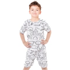 Baby Hand Sketch Drawn Toy Doodle Kids  T-shirt And Shorts Set by Pakjumat