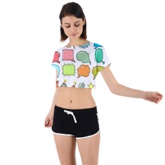 Set Collection Balloon Image Tie Back Short Sleeve Crop T-shirt by Pakjumat