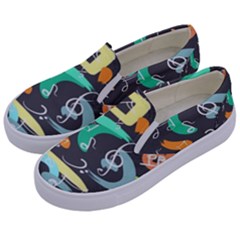 Repetition Seamless Child Sketch Kids  Canvas Slip Ons by Pakjumat