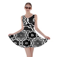 Black And White Pattern Background Structure Skater Dress by Pakjumat