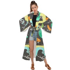 Repetition Seamless Child Sketch Maxi Kimono by Pakjumat