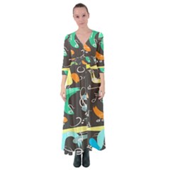 Repetition Seamless Child Sketch Button Up Maxi Dress by Pakjumat