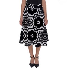 Black And White Pattern Background Structure Perfect Length Midi Skirt by Pakjumat