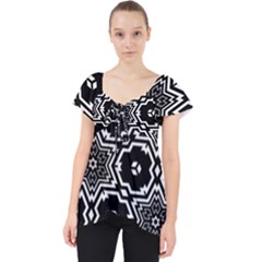 Black And White Pattern Background Structure Lace Front Dolly Top by Pakjumat