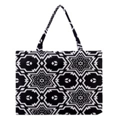 Black And White Pattern Background Structure Medium Tote Bag by Pakjumat