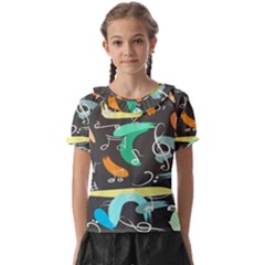 Repetition Seamless Child Sketch Kids  Frill Chiffon Blouse by Pakjumat