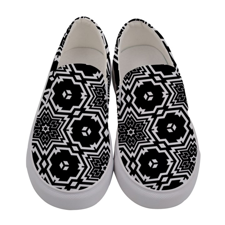 Black And White Pattern Background Structure Women s Canvas Slip Ons