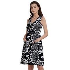 Black And White Pattern Background Structure Sleeveless Dress With Pocket by Pakjumat