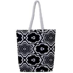 Black And White Pattern Background Structure Full Print Rope Handle Tote (small) by Pakjumat