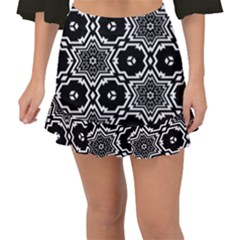 Black And White Pattern Background Structure Fishtail Mini Chiffon Skirt by Pakjumat