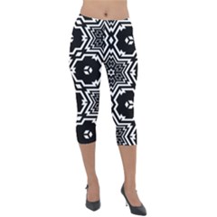 Black And White Pattern Background Structure Lightweight Velour Capri Leggings  by Pakjumat