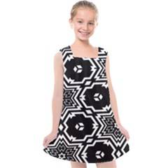 Black And White Pattern Background Structure Kids  Cross Back Dress by Pakjumat