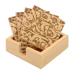 Repetition Seamless Child Sketch Bamboo Coaster Set by Pakjumat