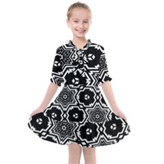 Black And White Pattern Background Structure Kids  All Frills Chiffon Dress by Pakjumat