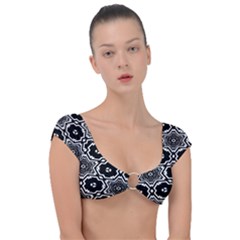 Black And White Pattern Background Structure Cap Sleeve Ring Bikini Top by Pakjumat