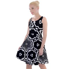 Black And White Pattern Background Structure Knee Length Skater Dress by Pakjumat