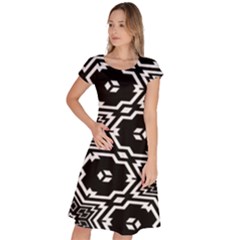 Black And White Pattern Background Structure Classic Short Sleeve Dress by Pakjumat