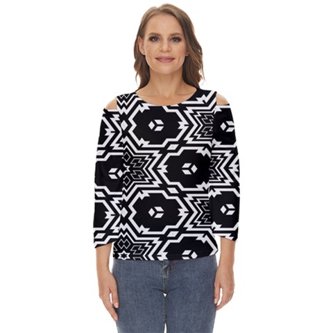 Black And White Pattern Background Structure Cut Out Wide Sleeve Top by Pakjumat