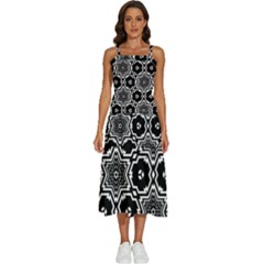 Black And White Pattern Background Structure Sleeveless Shoulder Straps Boho Dress by Pakjumat