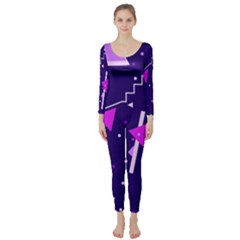 Memphis Pattern Geometric Abstract Long Sleeve Catsuit by Pakjumat