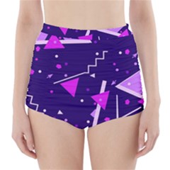 Memphis Pattern Geometric Abstract High-waisted Bikini Bottoms by Pakjumat