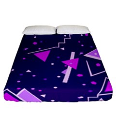 Purple Blue Geometric Pattern Fitted Sheet (california King Size) by Pakjumat