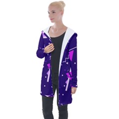 Memphis Pattern Geometric Abstract Longline Hooded Cardigan by Pakjumat