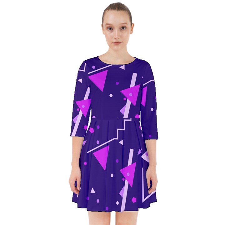 Memphis Pattern Geometric Abstract Smock Dress