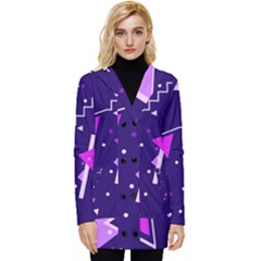 Memphis Pattern Geometric Abstract Button Up Hooded Coat  by Pakjumat