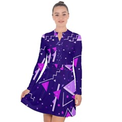 Memphis Pattern Geometric Abstract Long Sleeve Panel Dress by Pakjumat