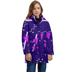 Memphis Pattern Geometric Abstract Kids  Hooded Longline Puffer Jacket by Pakjumat