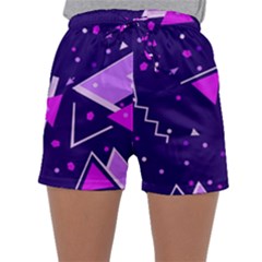 Purple Blue Geometric Pattern Sleepwear Shorts by Pakjumat