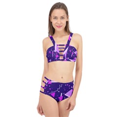 Memphis Pattern Geometric Abstract Cage Up Bikini Set by Pakjumat