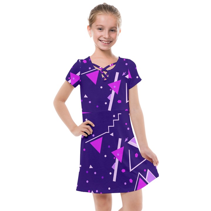 Memphis Pattern Geometric Abstract Kids  Cross Web Dress