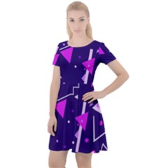 Memphis Pattern Geometric Abstract Cap Sleeve Velour Dress  by Pakjumat